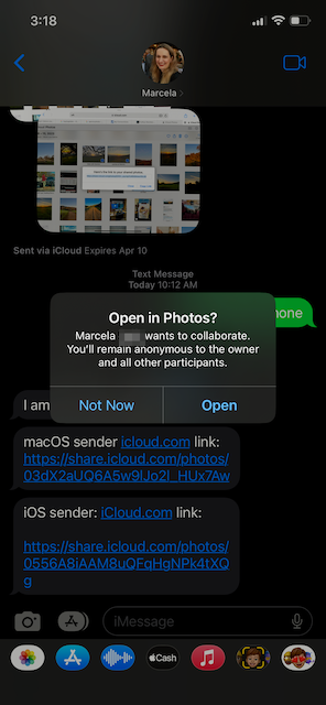 icloud.com link received